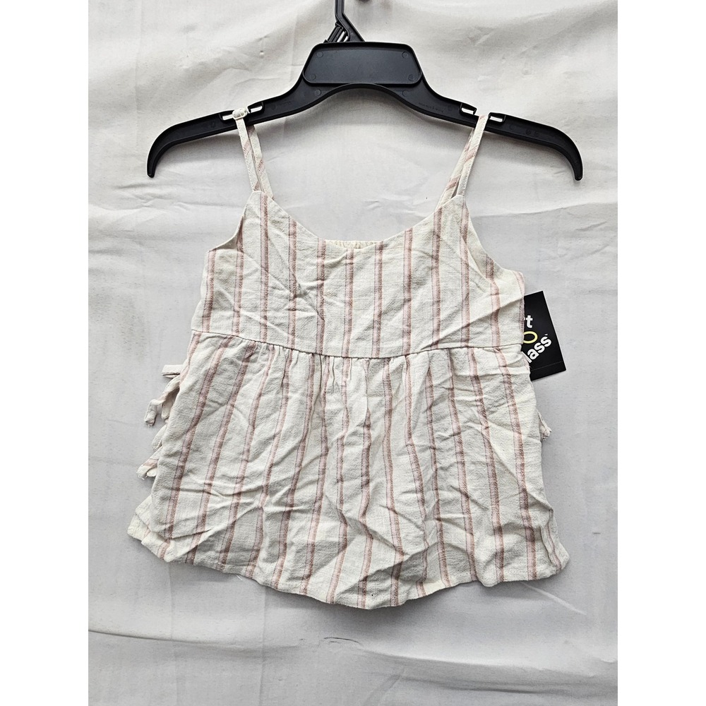 Art Class Girls Striped Cami Top Cream Pink Linen Blend Casual Size Medium